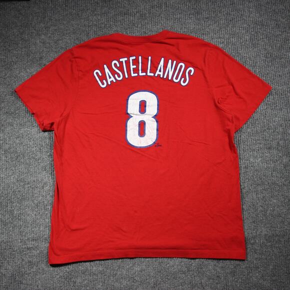 Castellanos 8 Phillies T Shirt Mens XL Red Nike Baseball Game Day Collectible - Picture 3 of 6